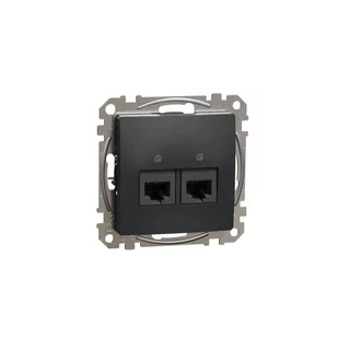 Sedna Design & Elements, gniazdo komputerowe 2xRJ45 kat.5e UTP, czarny antracyt, SCHNEIDER - Gniazdka elektryczne - miniaturka - grafika 1