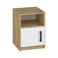 Szafki nocne - Szafka Nocna 11 Fini ML Meble Biały Alpejski, Dąb Artisan - miniaturka - grafika 1