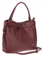 Torebki damskie - Torebka Damska Shopper worek modna duża torba A4 na Ramię 6866 Bordowa - miniaturka - grafika 1