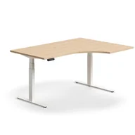 Biurka - Biurko z regulacją wysokości QBUS, ergonomiczne, 1600x1200 mm, biała rama, dąb - miniaturka - grafika 1