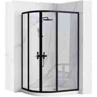 Kabiny prysznicowe - Rea Kabina Prysznicowa REA Look Czarna 80x100 + biały brodzik - miniaturka - grafika 1