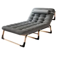 Leżaki ogrodowe - Składane łóżko turystyczne BIZNESOWE, polowe, kanadyjka PREMIUM 75 cm - kolor szary 2 - miniaturka - grafika 1