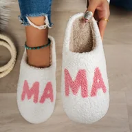 Inne - TEMU Swobodne i wygodne kapcie Mama Plush dla kobiet, podszyte polarem, ciepłe kapcie do chodzenia po domu, antypoślizgowa podeszwa TPR, można prać - miniaturka - grafika 1
