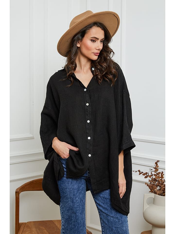 Joséfine Lniana koszula w kolorze czarnym