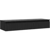 Szafki łazienkowe - Mexen Rivel szafka łazienkowa podumywalkowa 140 cm z blatem, 1 szuflada, ryflowana , czarna mat - 91A20-14023-1-BFC71 - miniaturka - grafika 1
