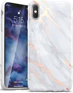 Etui i futerały do telefonów - ESR ETUI MARBLE IPHONE XS MAX GREY/GOLD CASE COVER - miniaturka - grafika 1