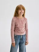 Bluzki dla dziewczynek - Reserved - Bluzka z metaliczną nitką - brudny róż - miniaturka - grafika 1