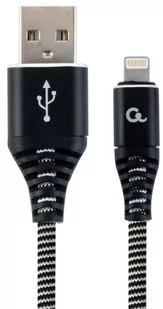 Gembird KABEL PREMIUM USB 2.0 DO 8-PIN (METALOWE WTYKI,OPLOT NYLONOWY) 2M, CZARNO/BIAŁY CC-USB2B-AMLM-2M-BW - Kable USB - miniaturka - grafika 2