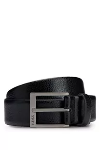 BOSS Męski pasek Elloy Sz35 z groszkowanej włoskiej skóry z zapięciem z logo, czarny (Black1), 95 - Paski - miniaturka - grafika 1