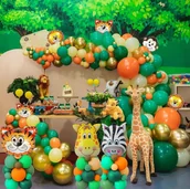 Balony i akcesoria - Balony Ze Zwierzętami Safari Safari Zoo Girlanda Mega Zestaw 9 Zwierząt Xxl - miniaturka - grafika 1