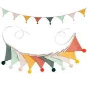 Girlandy - Romon Kolorowe flagi, 2,6 m flagi wieniec tkanina do pokoju dziecięcego, łańcuszek z proporczykiem z tkaniny bawełnianej muślin, dekoracja ścienna na imprezę i urodziny dla dziewczynek chłopców dzieci - miniaturka - grafika 1