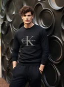 Bluzy męskie - ﻿Bluza bez kaptura CALVIN KLEIN, NA PREZENT ŚWIĄTECZNY DLA NIEGO rozmiar S - miniaturka - grafika 1