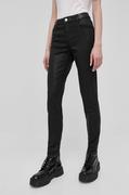 Spodnie damskie - Morgan spodnie damskie kolor czarny dopasowane medium waist - miniaturka - grafika 1