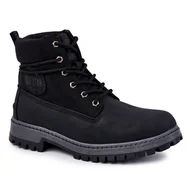 Buty trekkingowe męskie - Męskie Botki Trapery Memory Foam Big Star KK174206 Czarne - miniaturka - grafika 1