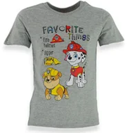 Koszulki dla dziewczynek - Koszulka t-shirt Psi Patrol chłopięcy Marshall Szara - miniaturka - grafika 1