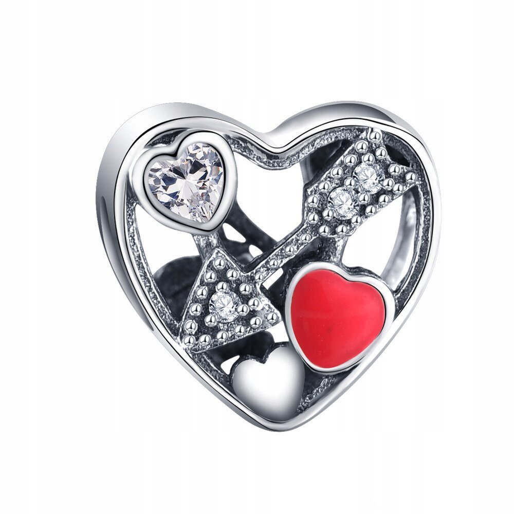 Charms Srebrny Serce Strzała Miłości Serduszko Zakochani SREBRO 925