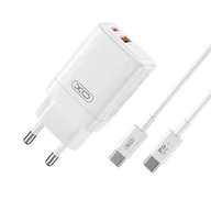 Ładowarki do telefonów - XO ładowarka sieciowa CE16 PD 45W 1x USB-C 1x USB biała + kabel USB-C - USB-C - miniaturka - grafika 1