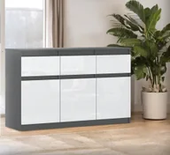 Szafki RTV - Komoda Do Salonu 3 Szuflady 120cm Pojemna Szafka Rtv Szara Biały Połysk - miniaturka - grafika 1
