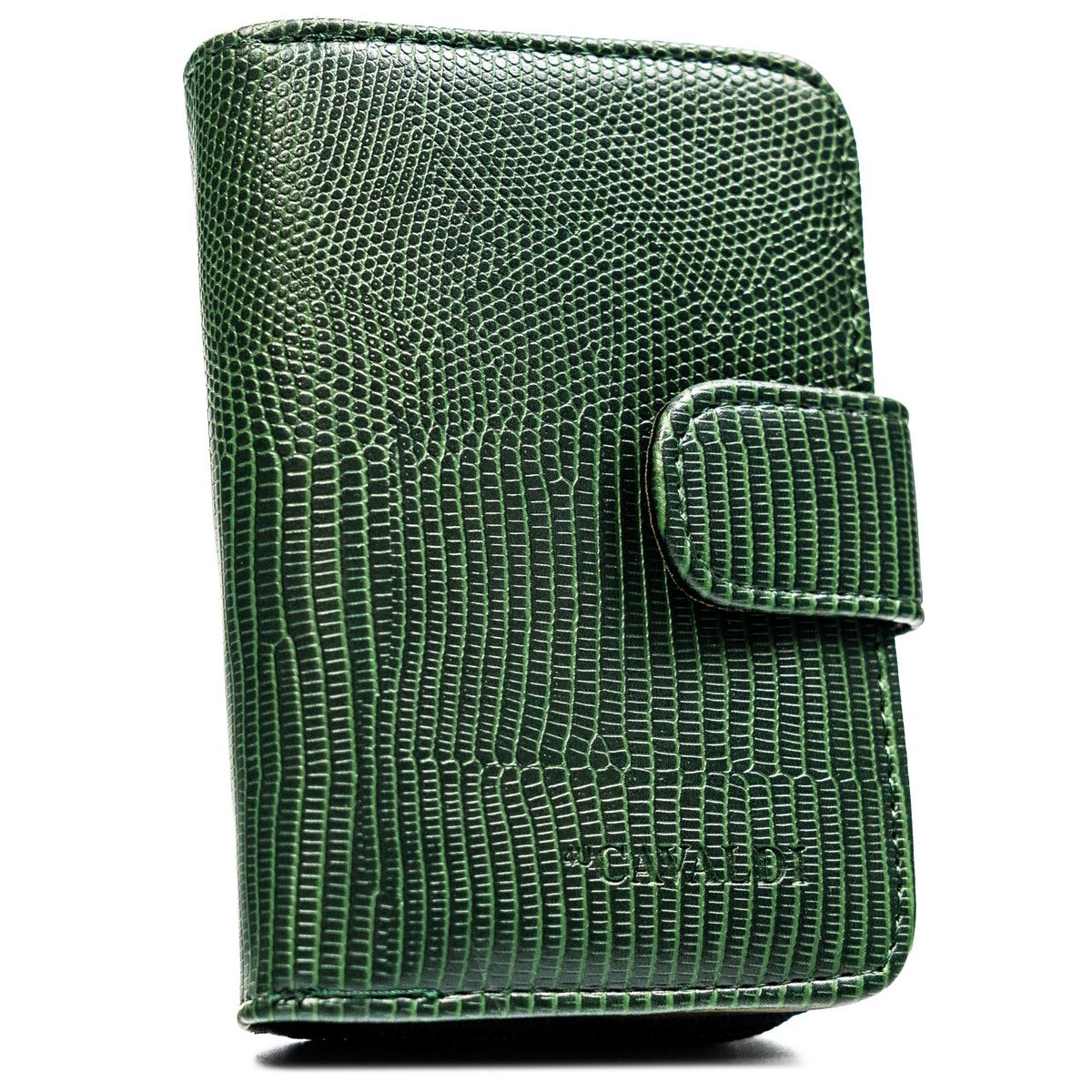 Zielony portfel damski 4U CAVALDI mały na zatrzask i suwak karty dokumenty pionowy