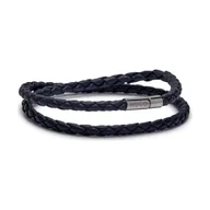 Bransolety męskie - HUGO Skórzana bransoleta E-DOUBLEBRAID3-BRA - miniaturka - grafika 1