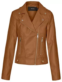 Kurtki damskie - VERO MODA Damska kurtka powlekana motocyklista, Cognac, XS - grafika 1