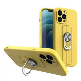Hurtel Ring Case silikonowe etui z uchwytem na palec i podstawką do iPhone 13 mini żółty - Etui i futerały do telefonów - miniaturka - grafika 1
