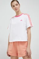 Koszulki sportowe damskie - adidas t-shirt damski kolor biały - miniaturka - grafika 1