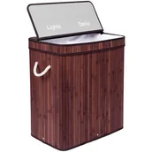 Kosze na bieliznę - Kosz bambusowy na pranie SOREN 2 komory wenge - miniaturka - grafika 1