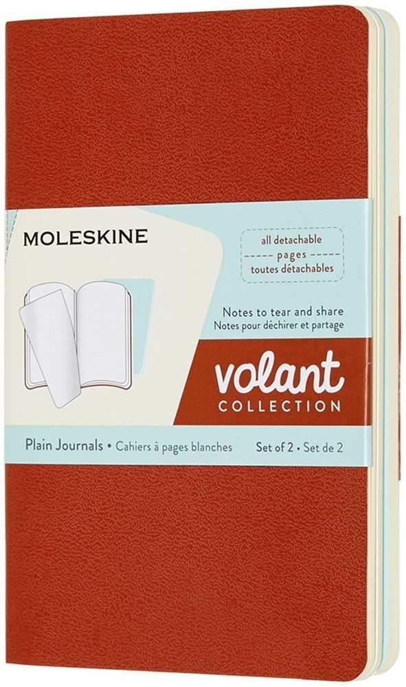 Moleskine Zestaw 2 zeszytów MOLESKINE Volant, P, 9x14cm, gładki, 80 stron, coral orange/aquamarine