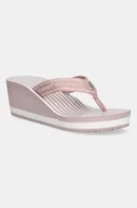 Klapki i japonki damskie - Tommy Hilfiger japonki TH STRIPES WEDGE BEACH SANDAL damskie kolor różowy na koturnie FW0FW08521 - miniaturka - grafika 1