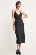 Sukienki - Calvin Klein sukienka kolor czarny midi prosta K20K207566 - miniaturka - grafika 1