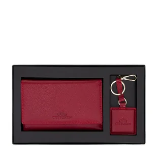 Zestaw skórzany – portfel i brelok czerwony - Portfele Zestaw skórzany – portfel i brelok czerwony - Portfele - miniaturka - grafika 1