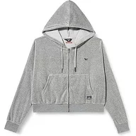 Bluzy damskie - Superdry Vintage Crop Ziphood Bluza damska, Szary Marl, L - miniaturka - grafika 1