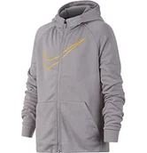 Bluzy dla chłopców - Nike chłopięca bluza z kapturem B Nk Dry Fz Emb szary Grau (Atmosphere Grey/Amarillo) M - miniaturka - grafika 1