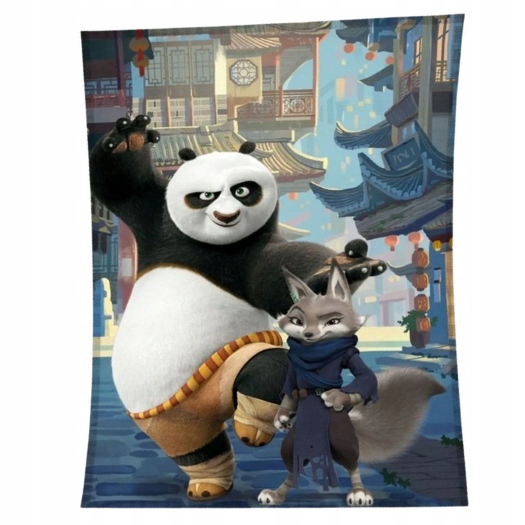 Koc Dziecięcy Kung Fu Panda 130x160 Coral z Bohaterami Bajki