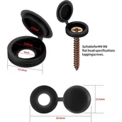 Śruby i nakrętki - 250 szt. plastikowych osłon na śruby zawiasów, plastikowe osłony na śruby zawiasów, zaślepki na przyciski - 5 mm/czarne - miniaturka - grafika 1