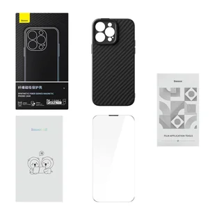 Pancerne etui iPhone 14 Pro Max kompatybilne z MagSafe szkło hartowane Baseus Synthetic Fiber - czarne - Etui i futerały do telefonów - miniaturka - grafika 9