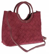 Torebki damskie - Torebka zamszowa damska kuferek Listonoszka elegancka mała 4192 Bordowa - miniaturka - grafika 1