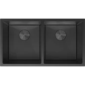 Zlewozmywaki - Mexen Binox zlewozmywak stalowy 2-komorowy 800 x 450 mm, czarny HC - 6421802000-70HC - miniaturka - grafika 1