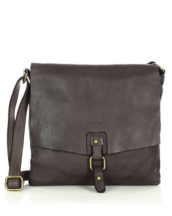Torebka Skórzana Listonoszka Stylowy Minimalizm Ala Messenger Leather Bag - Marco Mazzini Brąz Caffe