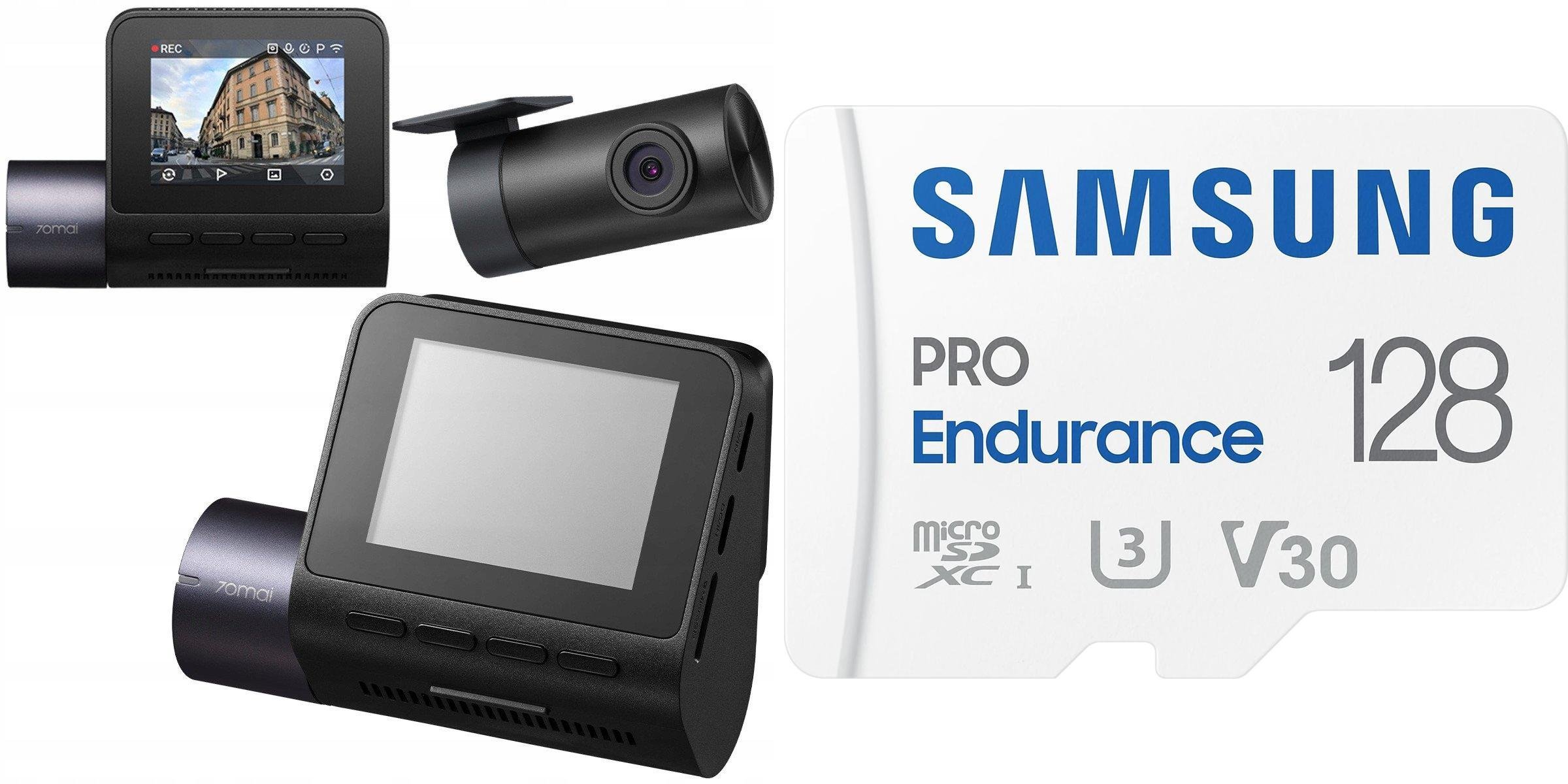 70mai Dash Cam A410 + Rear Camera RC21 + Karta Samsung PRO Endurance 2022 MicroSDXC 128 GB Class