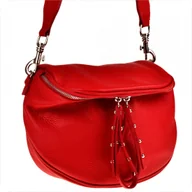 Torebki damskie - Lekka czerwona listonoszka z szerokim paskiem skóra naturalna - miniaturka - grafika 1