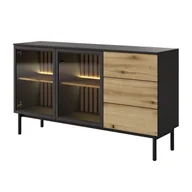 Komody - Komoda z oświetleniem LANG 150 2D3S (C) Dąb evoke, czarny - miniaturka - grafika 1