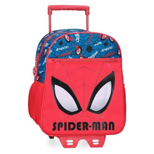 Joumma Marvel Spiderman Authentic Plecak Szkolny z Wózkiem Czerwony 27x33x11 cm Poliester 9,8L, Czerwone, plecak szkolny na kółkach