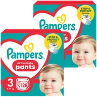 Pieluchy - Zestaw Pampers Pants, pieluchomajtki, rozmiar 3, 6-11 kg, 2 x 128 sztuk - miniaturka - grafika 1