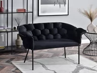 Sofy i kanapy - Komfortowa Sofka Tapicerowana Miękkim Welurem Pilo Czarny-Czarny - miniaturka - grafika 1