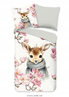 Pościel dla dzieci - Pościel dla dziecka sarenka jelonek wiosna 135x200 bawełniana 100% szara - miniaturka - grafika 1