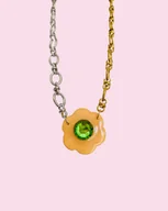 Naszyjniki - CHOKER srebrno-złoty z morelowym kwiatem - miniaturka - grafika 1