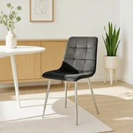 Krzesła - Krzesło Tapicerowane do Jadalni CESAR Czarne Welurowe Nowoczesne Loft - miniaturka - grafika 1