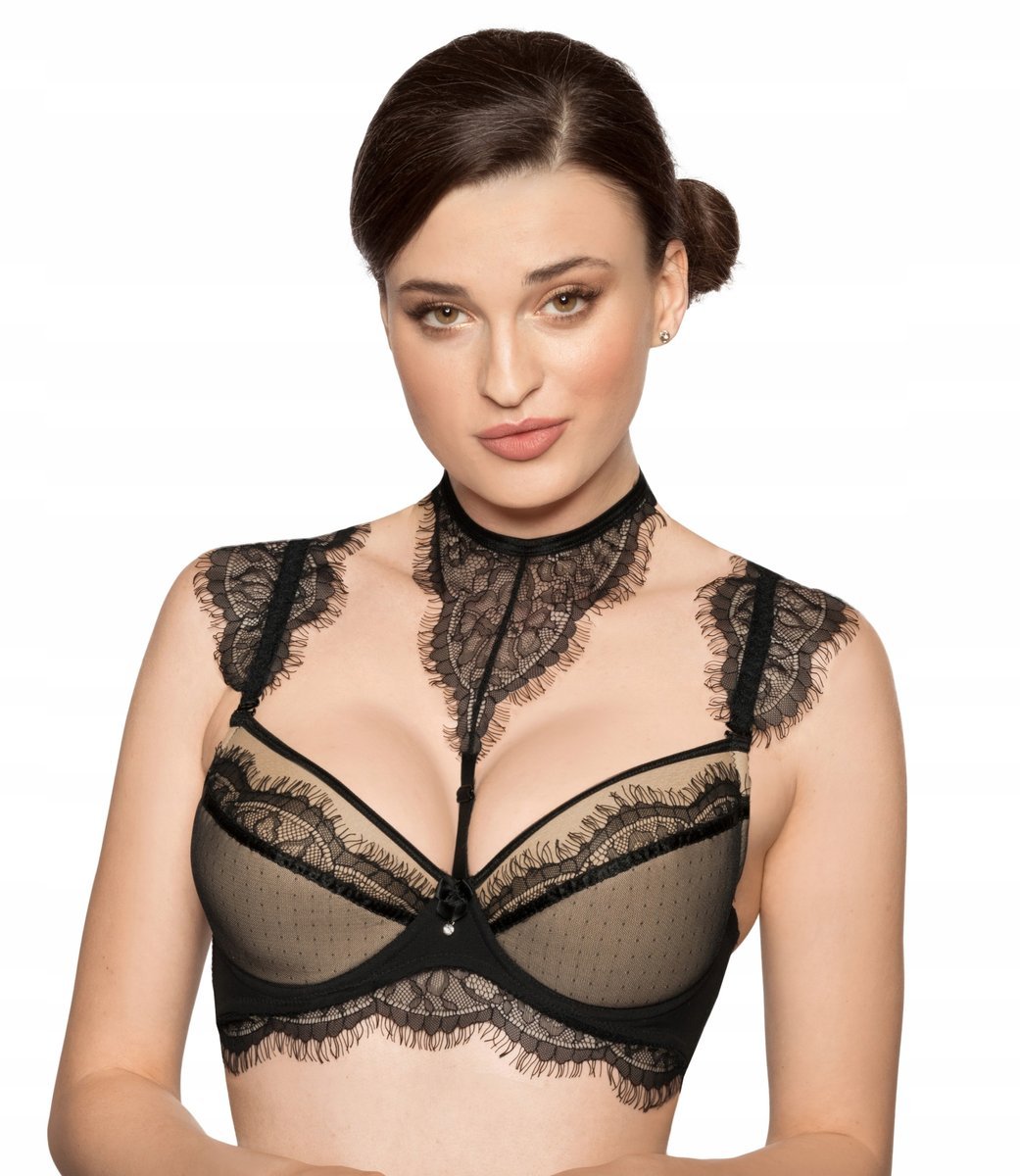 RÓŻA Idrisa Biustonosz Push-up CZARNY koronkowy r. 85C